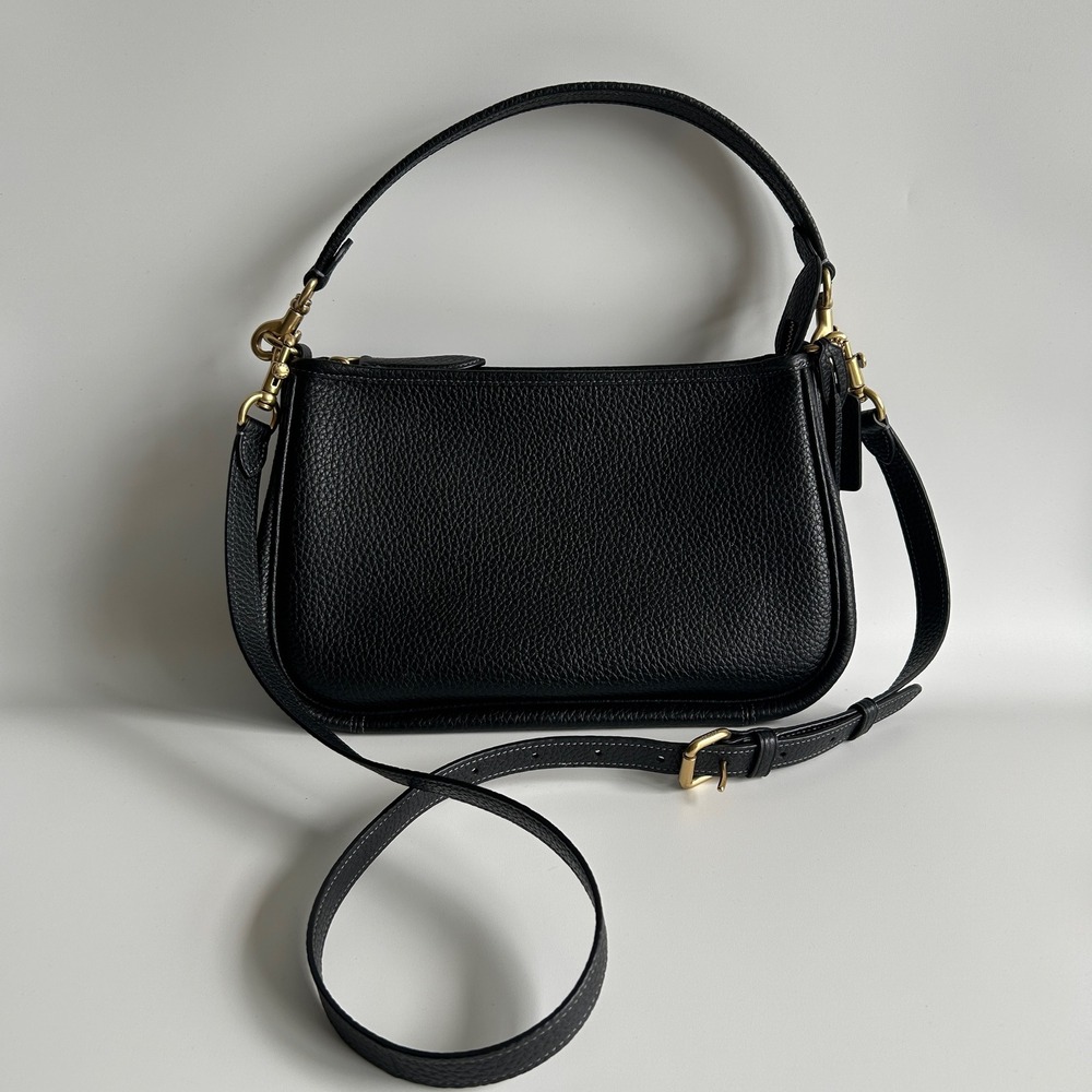 Coach Cary Black Pebbled Leather Crossbody Shoulder Bag CC437 Excellent - Picture 9 of 12